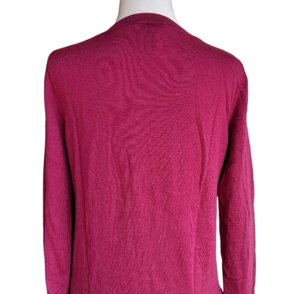 Katherine Barclay Womens Extra Fine Merino Wool V Neck Sweater Cranberry Medium - Picture 9 of 10